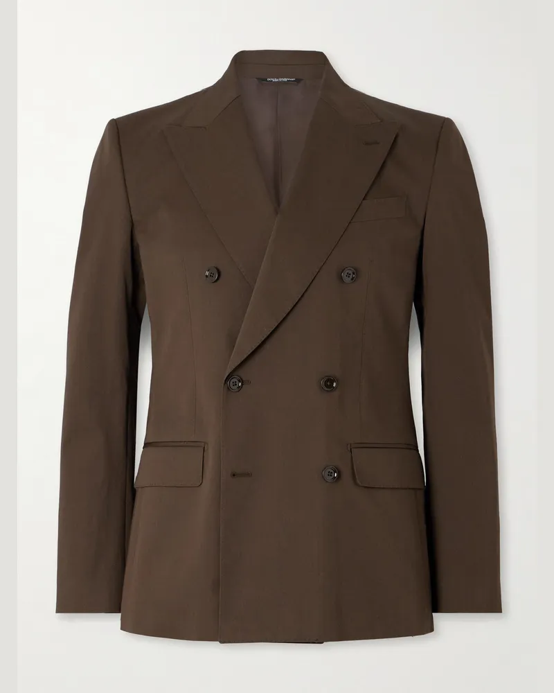 Dolce & Gabbana Sicilia doppelreihiges Sakko aus Gabardine aus einer Baumwollmischung Braun