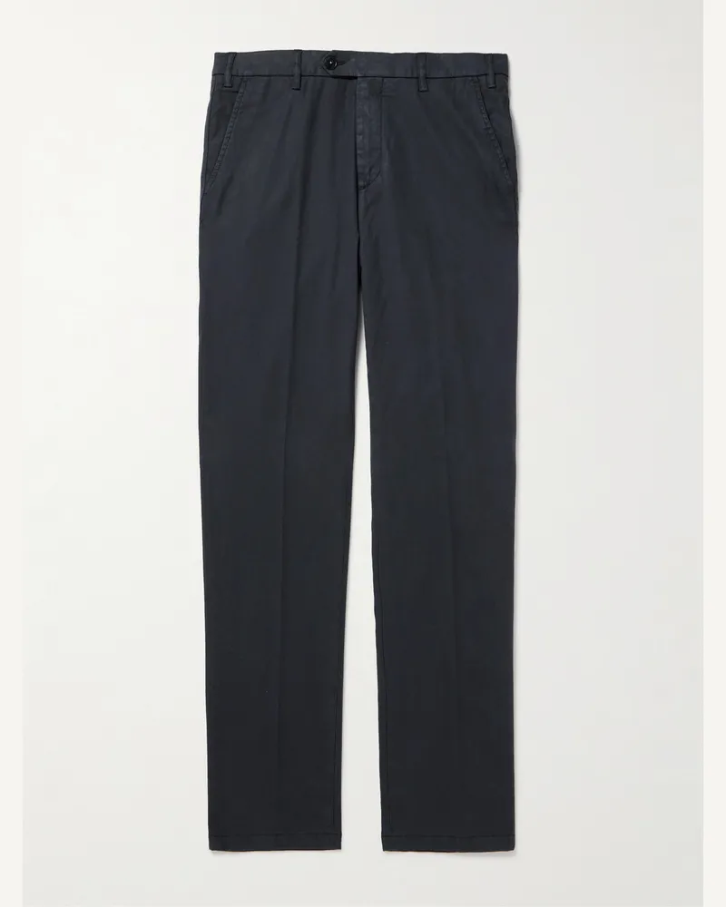 Canali Hose aus einer Stretch-Lyocell-Baumwollmischung in Stückfärbung Blau