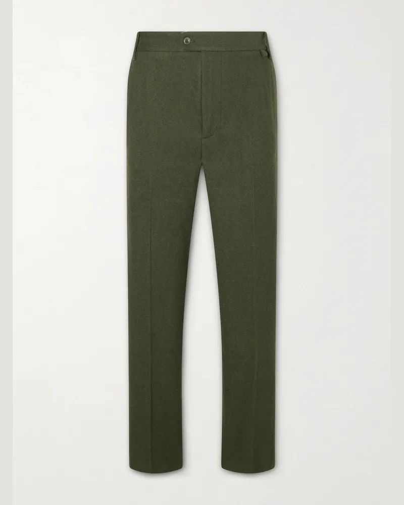 The Elder Statesman Tapered Wool, Silk and Cashmere-Blend Trousers Green