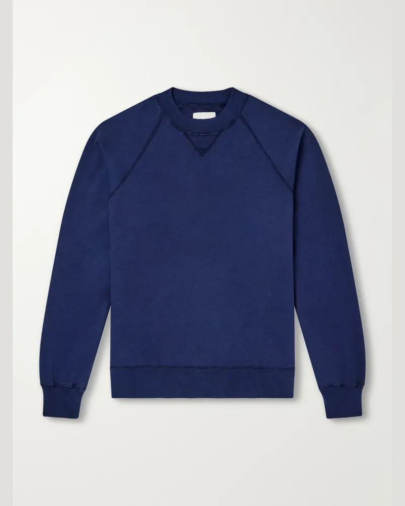 Drake's Garment-Washed Cotton-Jersey Sweatshirt Blue