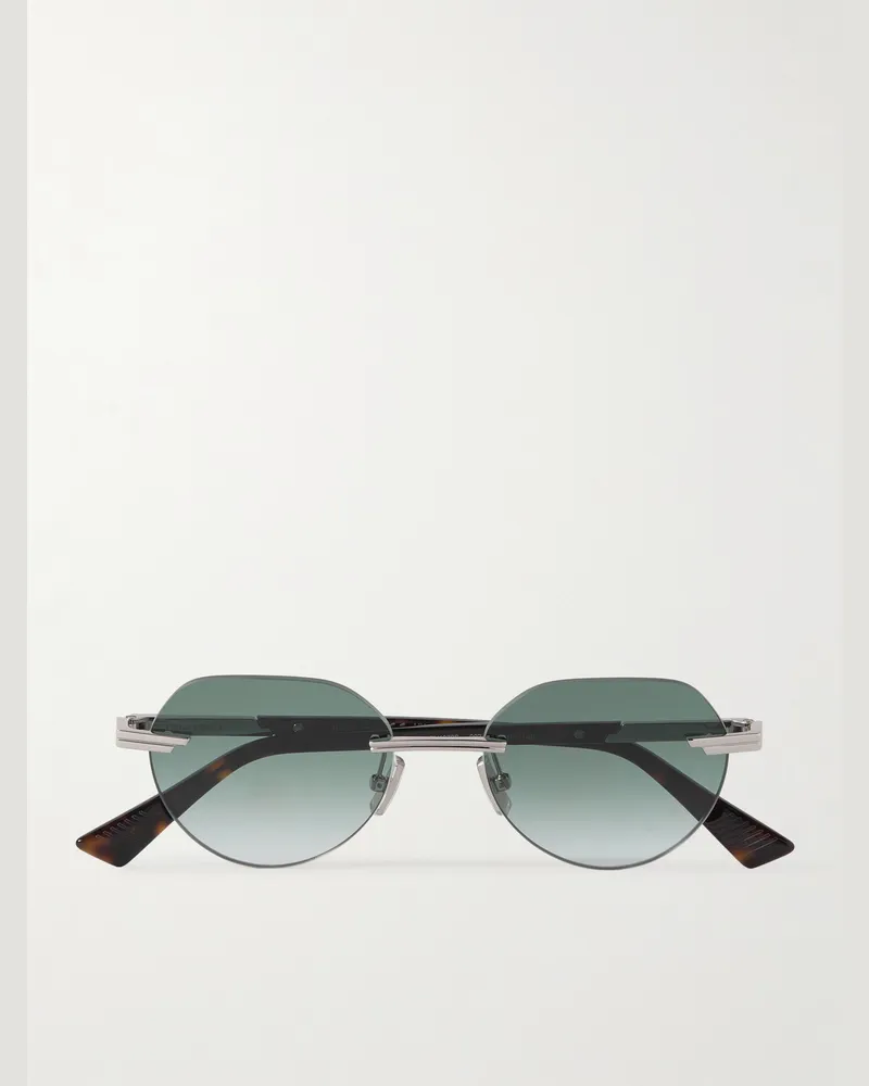 Bottega Veneta Rahmenlose Sonnenbrille mit runden Gläsern und silberfarbenen Details Silber