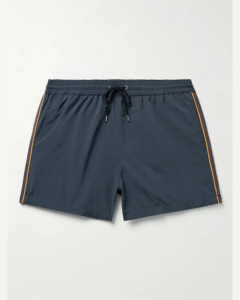 Paul Smith Schmal geschnittene kurze Badeshorts aus recyceltem Material mit Streifen Blau