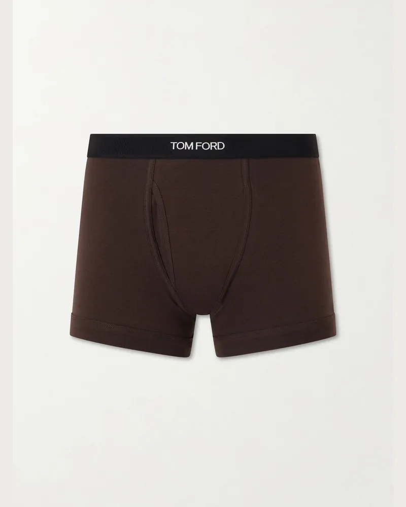 Tom Ford Stretch Cotton-Blend Jersey Boxer Briefs Brown