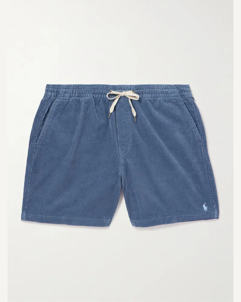 Ralph Lauren Gerade geschnittene Shorts aus Baumwollcord mit Kordelzugbund Blau