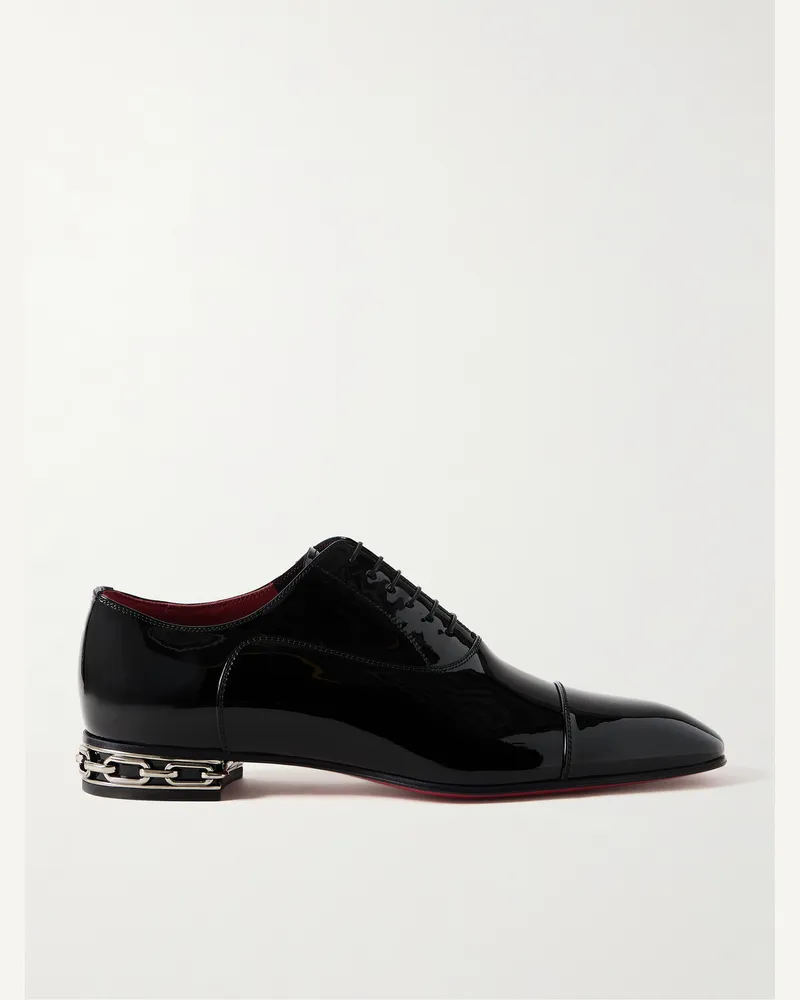 Christian Louboutin Greggy Oxford-Schuhe aus Lackleder mit Kettenverzierung Schwarz