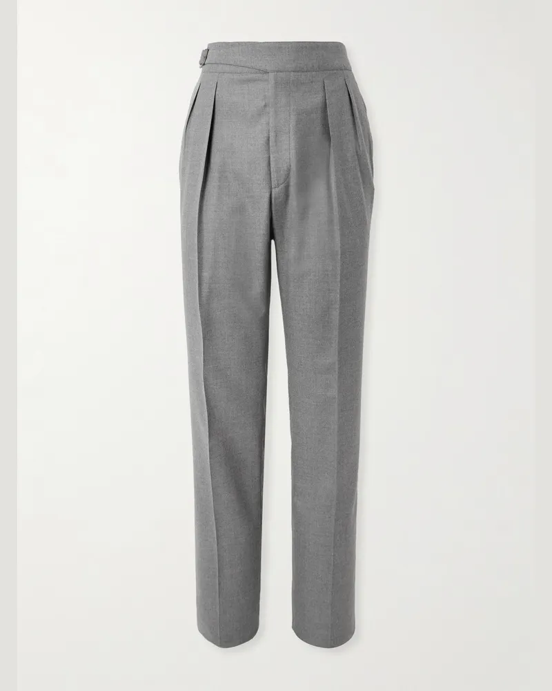Ralph Lauren Gregory schmal zulaufende Bundfaltenhose aus Kammwollflanell Grau