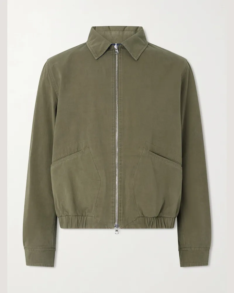 Drake's Cotton Blouson Reversible Jacket Green