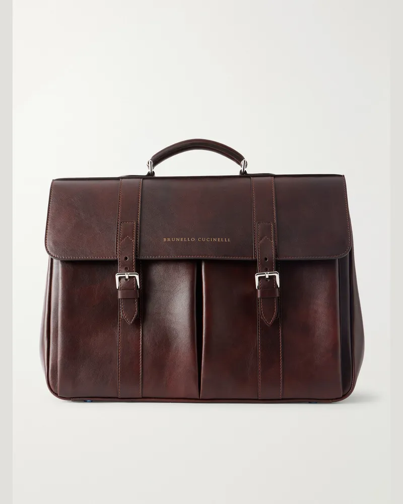 Brunello Cucinelli Leather Briefcase Burgundy