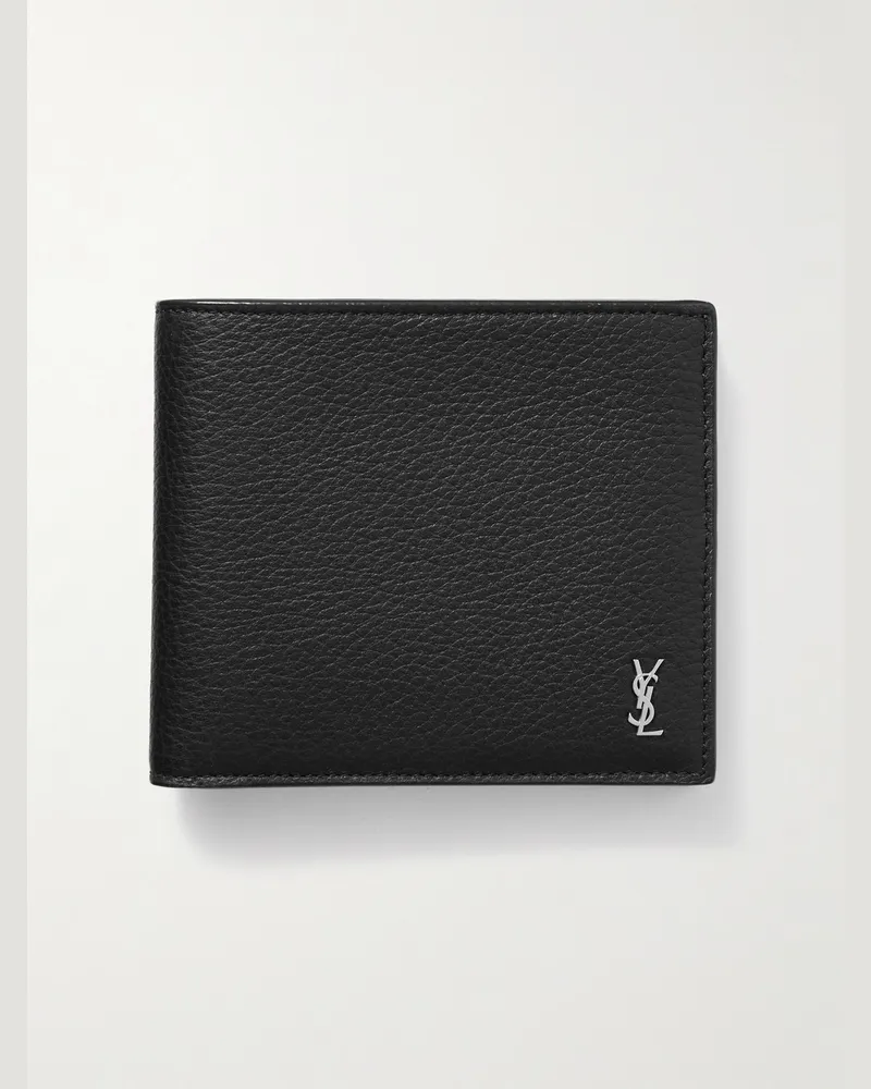 Saint Laurent Logo-Embellished Full-Grain Leather Billfold Wallet Black