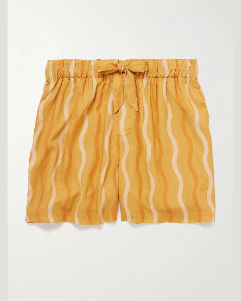 Frescobol Carioca Lucas Shorts aus Leinen mit Kordelzugbund und Print Orange