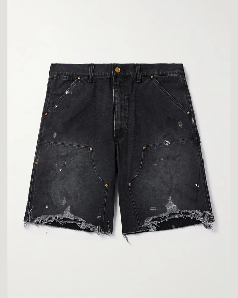 SAINT MXXXXXX Gerade geschnittene Shorts aus Baumwolle in Distressed-Optik Schwarz