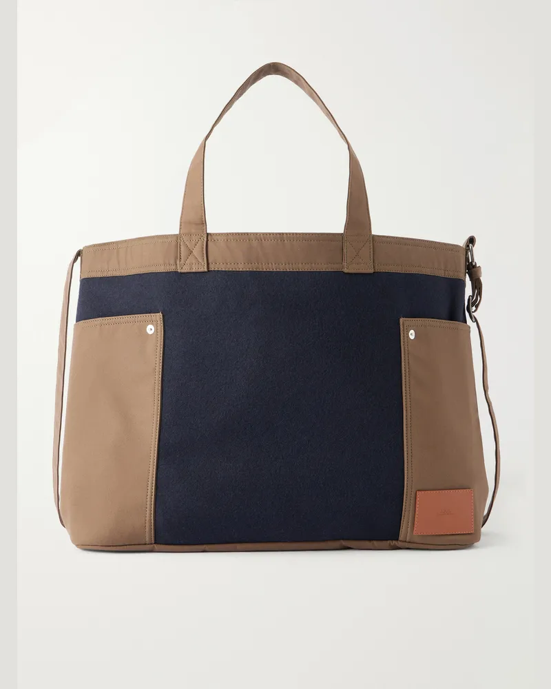 A.P.C. Jardin Wool-Felt and Cotton-Canvas Tote Bag Blue