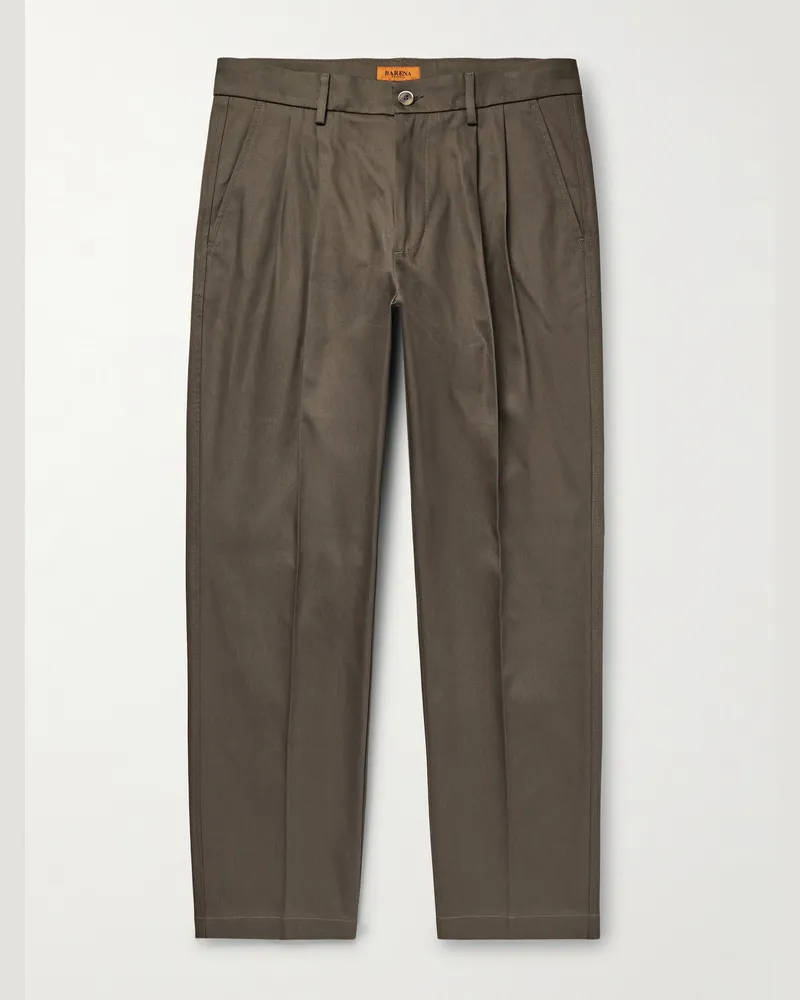 BARENA Nerio gerade geschnittene Anzughose aus Baumwoll-Twill mit Falten Grün