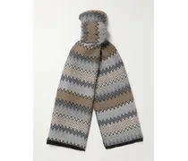 Gestreifter Schal aus Häkelstrick aus Baumwolle mit Fransen