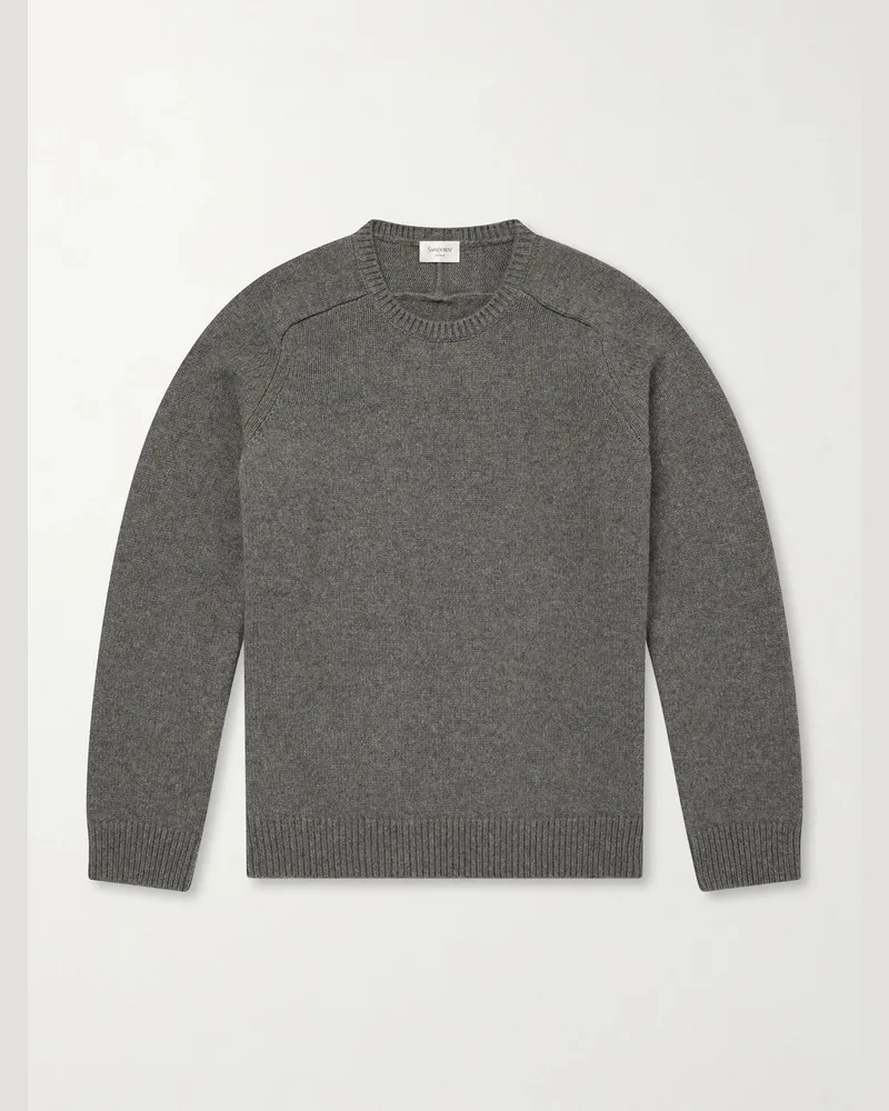 Saint Laurent Cashmere and Wool-Blend Sweater Gray