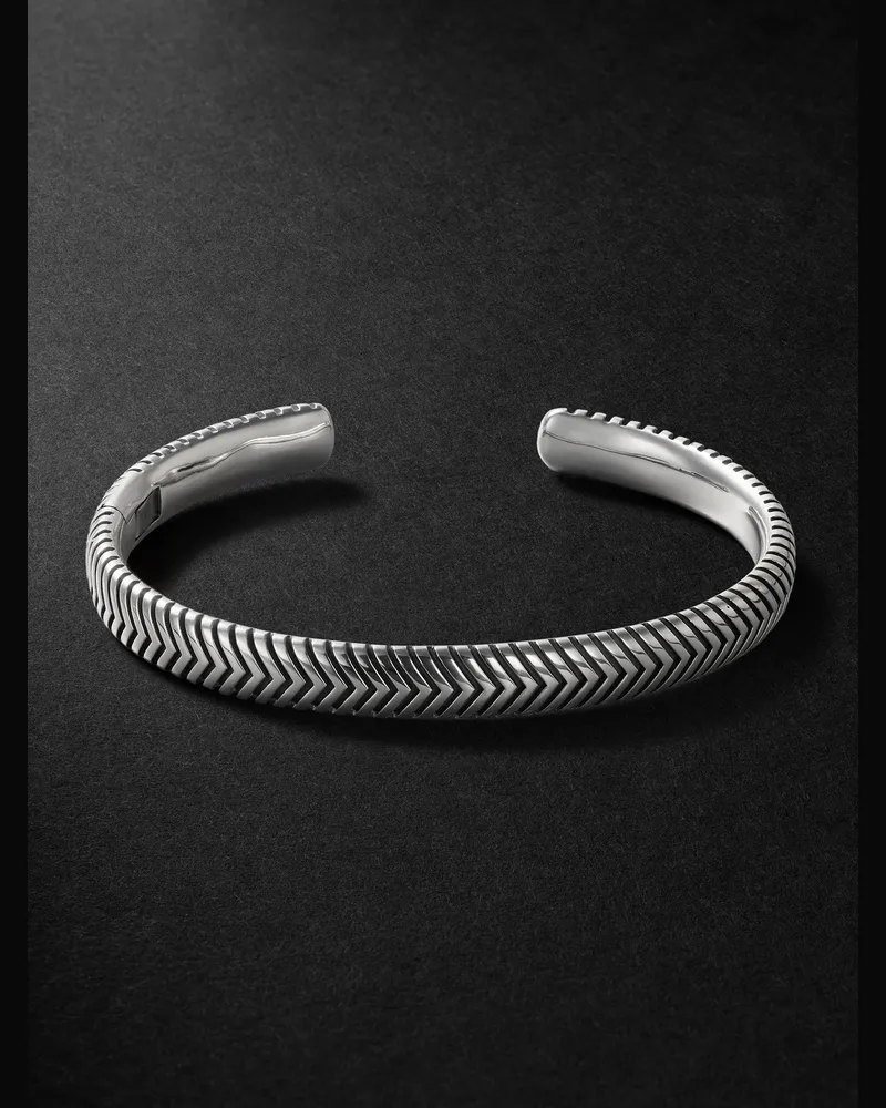 David Yurman Chevron Sterling Silver Cuff Silver