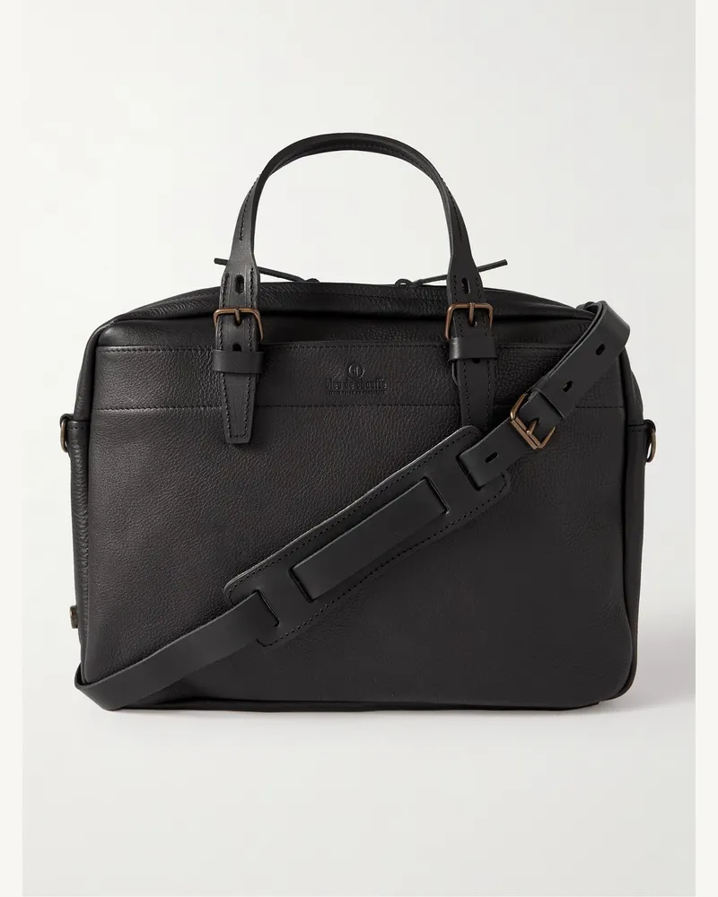 Bleu de Chauffe Folder Vegetable-Tanned Textured-Leather Messenger Bag Black