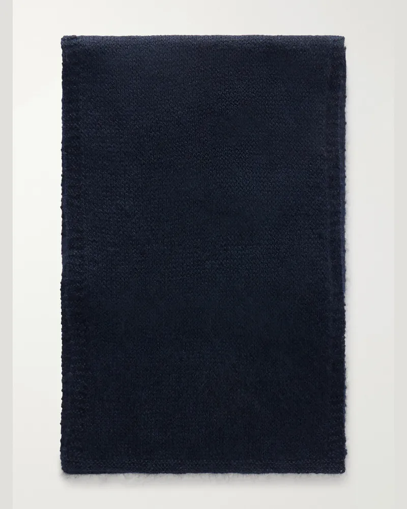 Anderson & Sheppard Muskox, Wool and Silk-Blend Scarf Blue