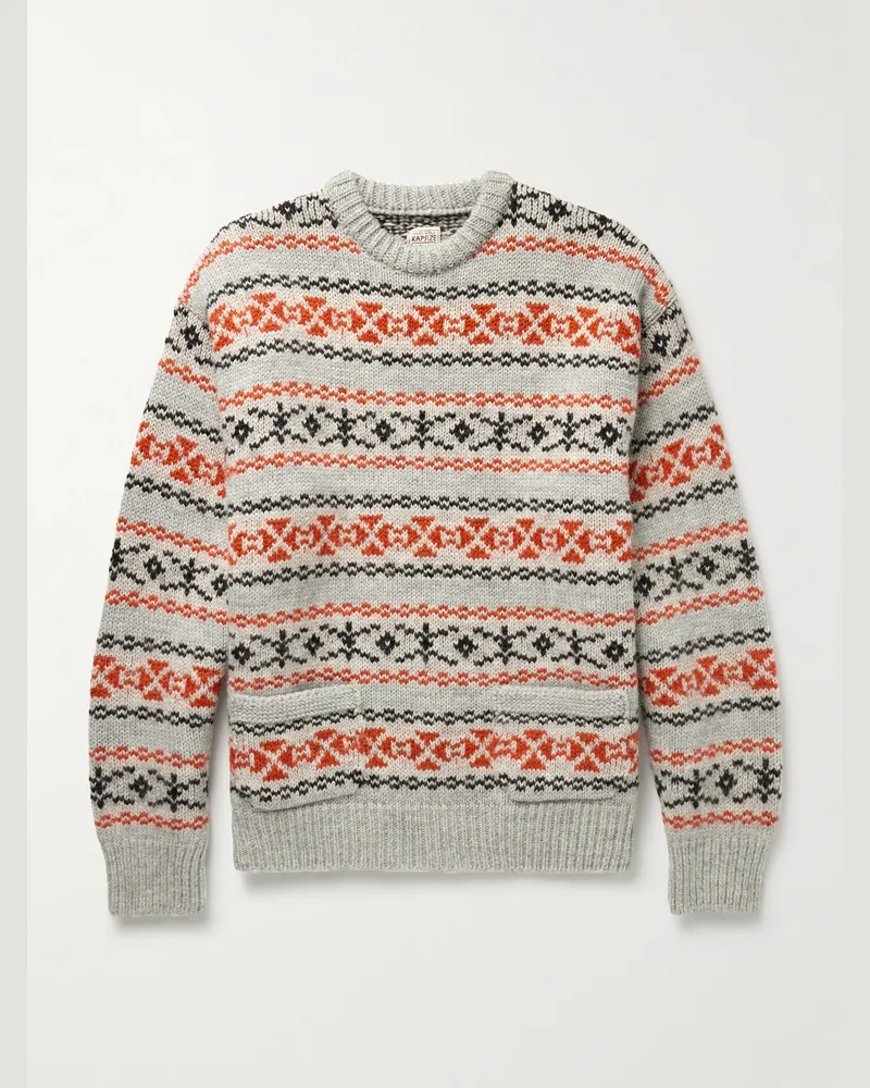 KAPITAL Pullover aus Wolle mit Fair-Isle-Muster Orange