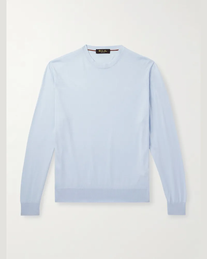 Loro Piana Ice Wish™ Sea Island Cotton Sweater Blue