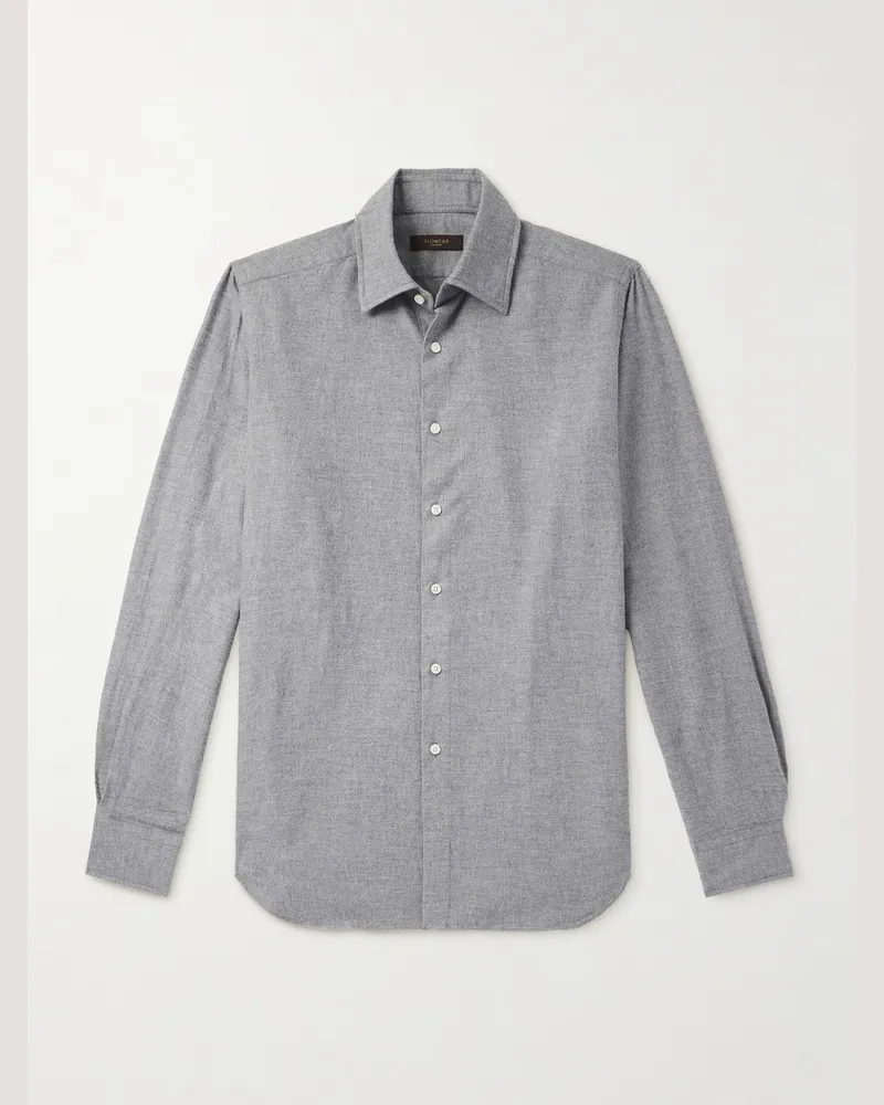 Incotex Glanshirt Hemd aus Baumwollflanell Grau