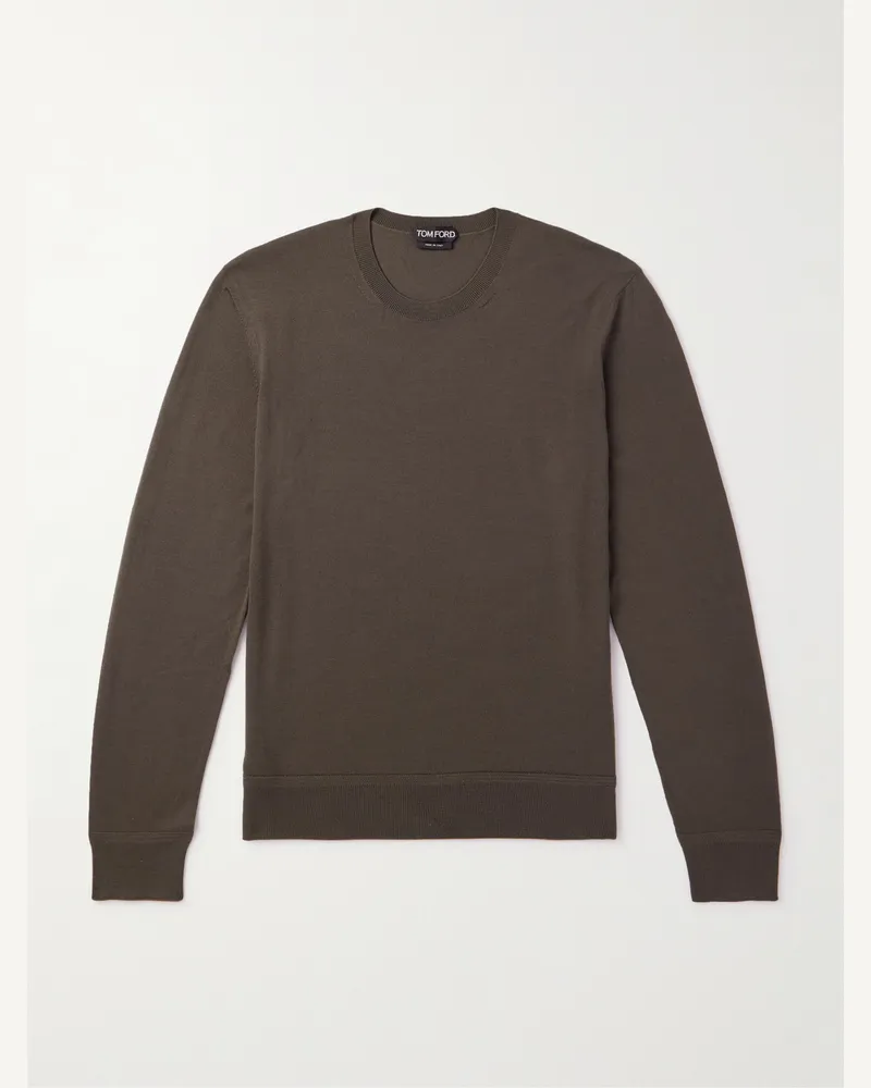 Tom Ford Schmal geschnittener Pullover aus Merinowolle Grün