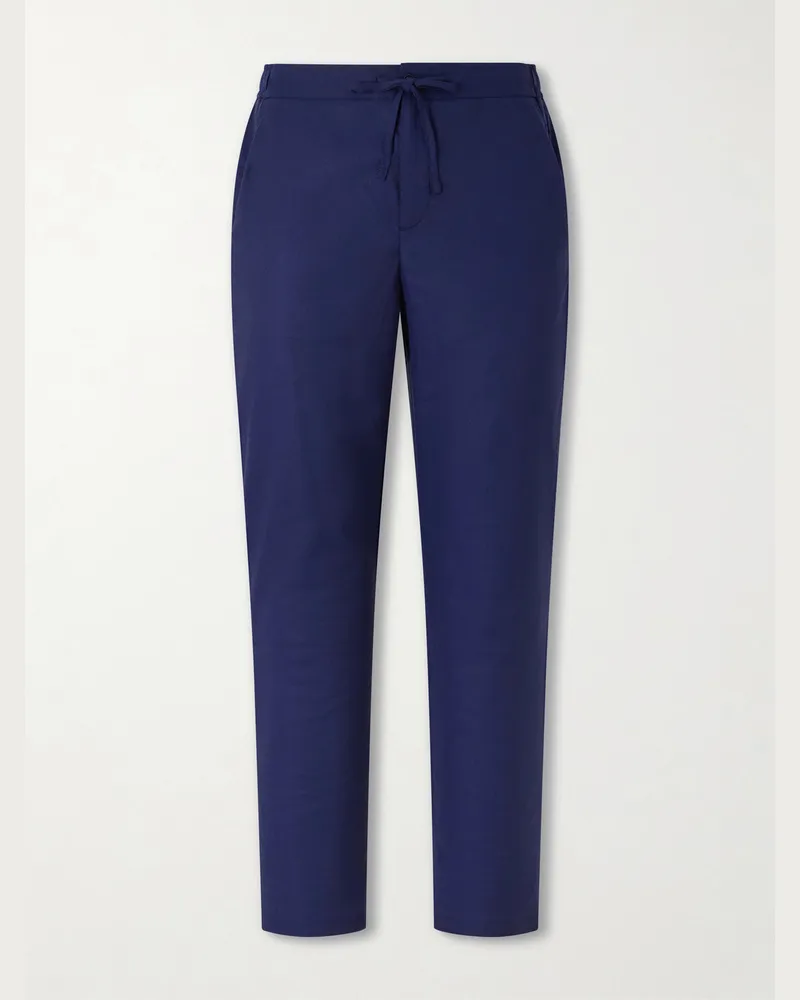 Frescobol Carioca Straight-Leg Cotton Suit Trousers Blue