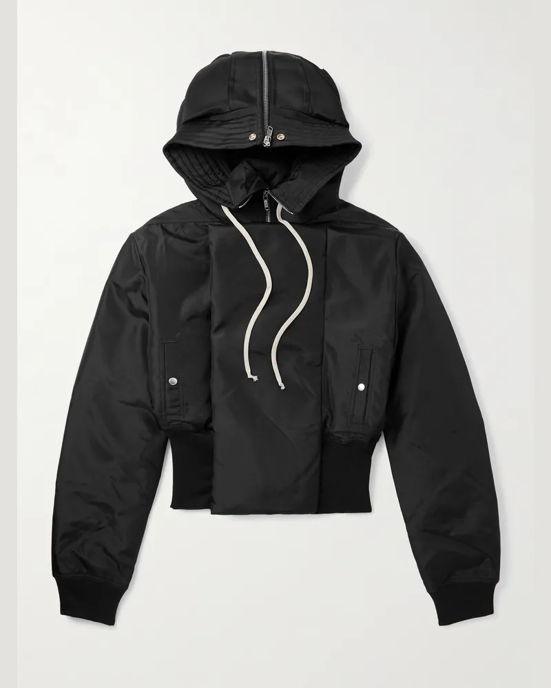 DRKSHDW by Rick Owens Alice verkürzte Bomberjacke aus wattiertem Nylon-Canvas mit Kapuze Schwarz