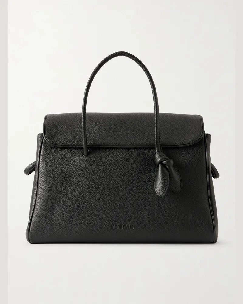 Jacquemus Le Turismo Full-Grain Leather Tote Bag Black