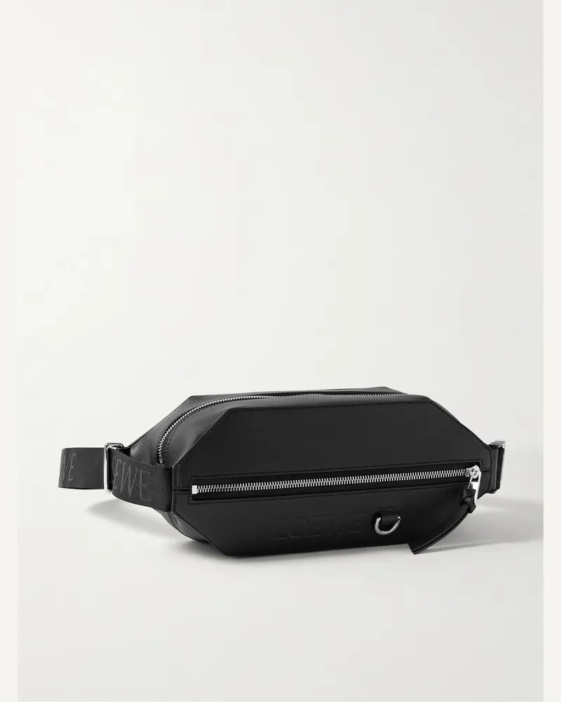 Loewe Logo-Debossed Leather Belt Bag Black