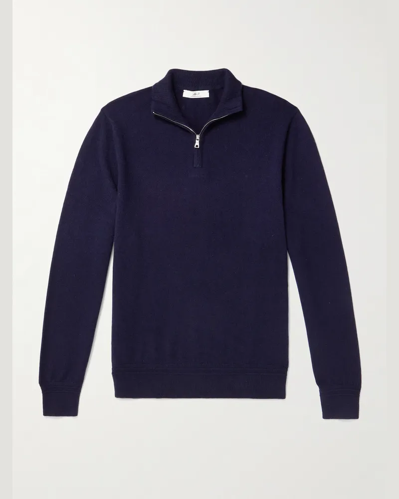 MR P. James Cashmere Half-Zip Sweater Blue