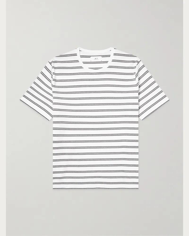 MR P. Gestreiftes T-Shirt aus Jersey aus einer Biobaumwollmischung mit recycelten Fasern Weiß