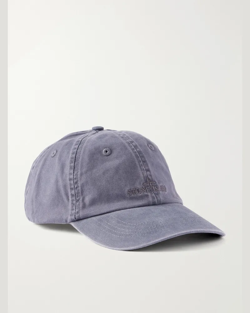 Stone Island Logo-Embroidered Cotton-Twill Baseball Cap Blue
