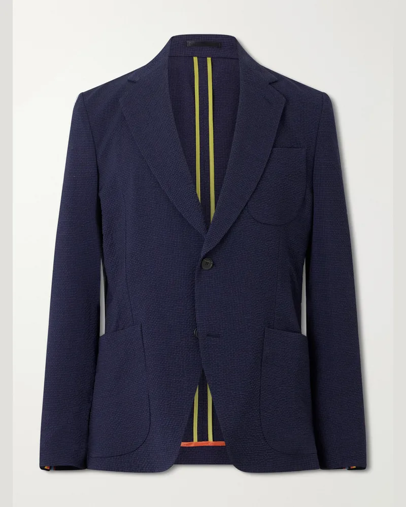 Paul Smith Wool-Blend Seersucker Blazer Blue