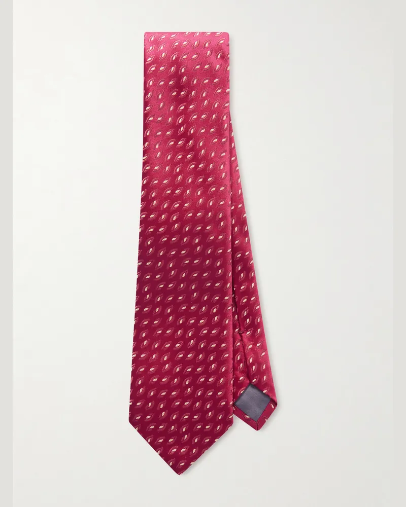 Charvet 8.5cm Embroidered Silk Tie Red