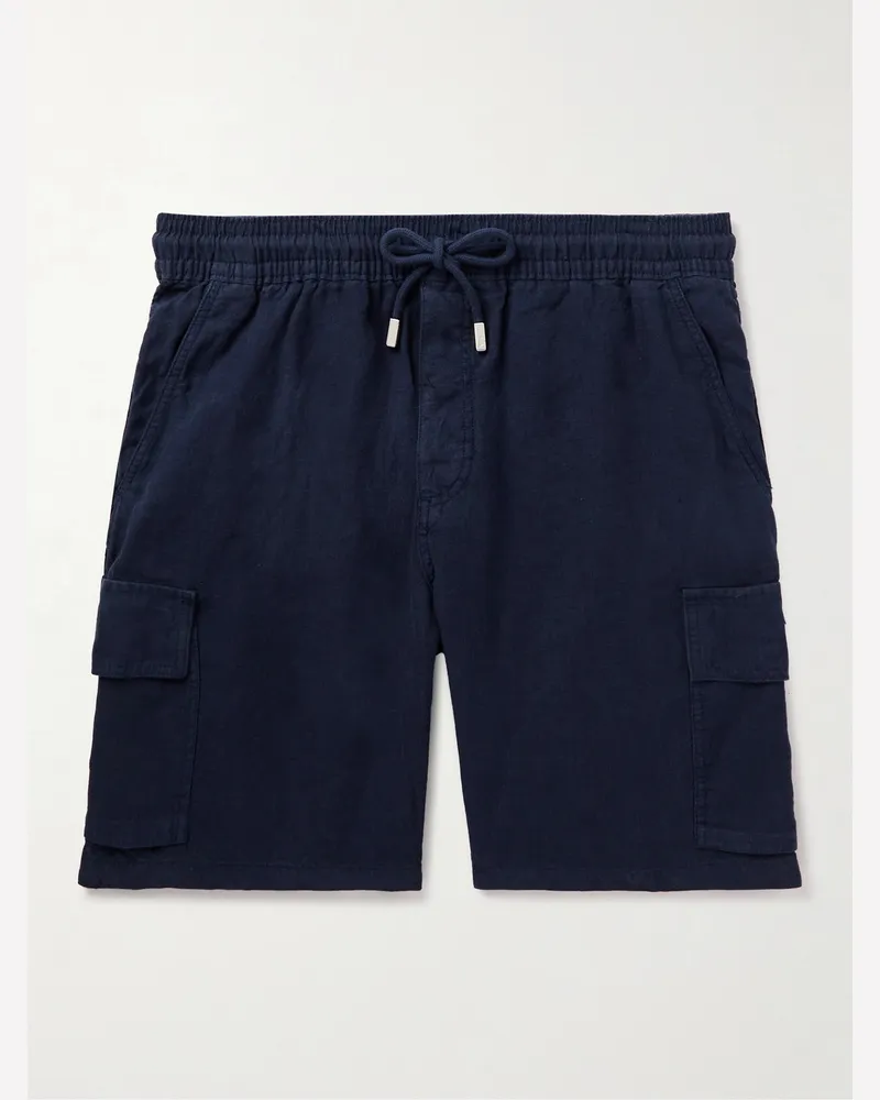 Vilebrequin Straight-Leg Linen Drawstring Cargo Shorts Blue
