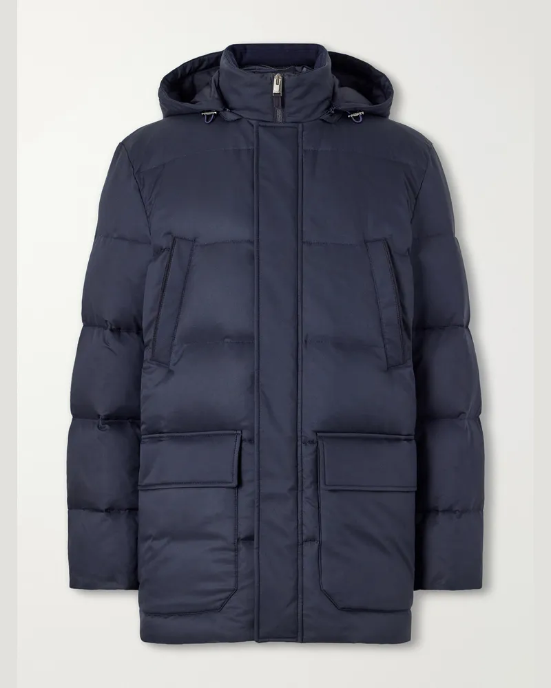 Canali Hooded Down Jacket Blue
