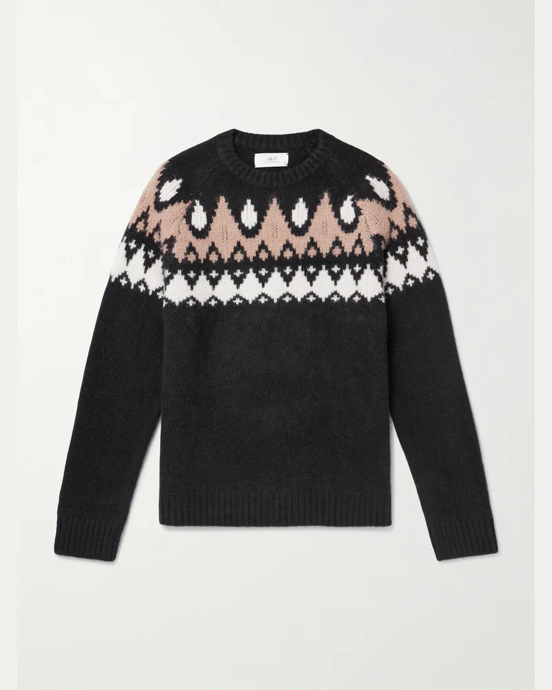 MR P. Geo Pullover aus einer Woll-Kaschmirmischung mit Intarsienmuster Schwarz