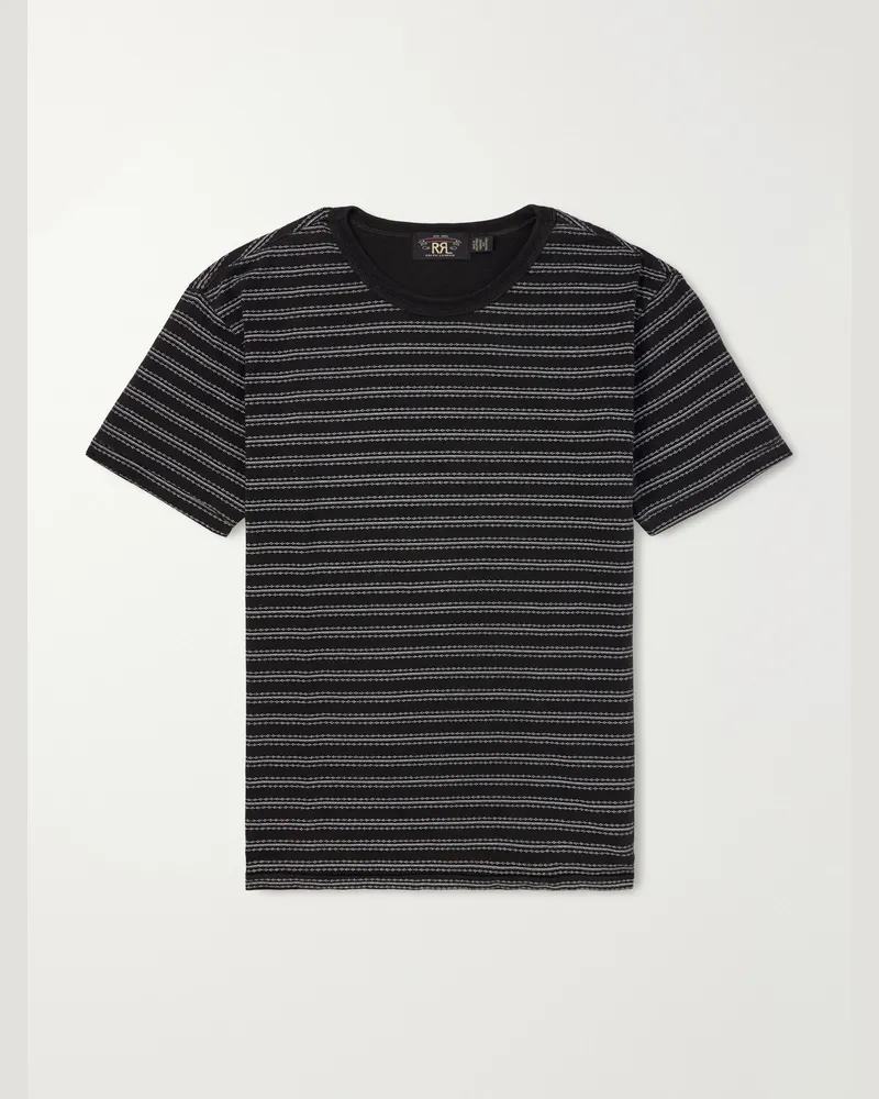 RRL Striped Cotton-Jersey Jacquard T-Shirt Black