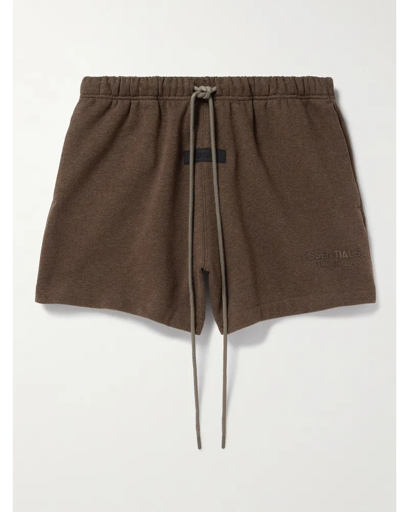 Fear of God Weit geschnittene Shorts aus Jersey aus einer Baumwollmischung mit Kordelzugbund und Logoapplikation Braun