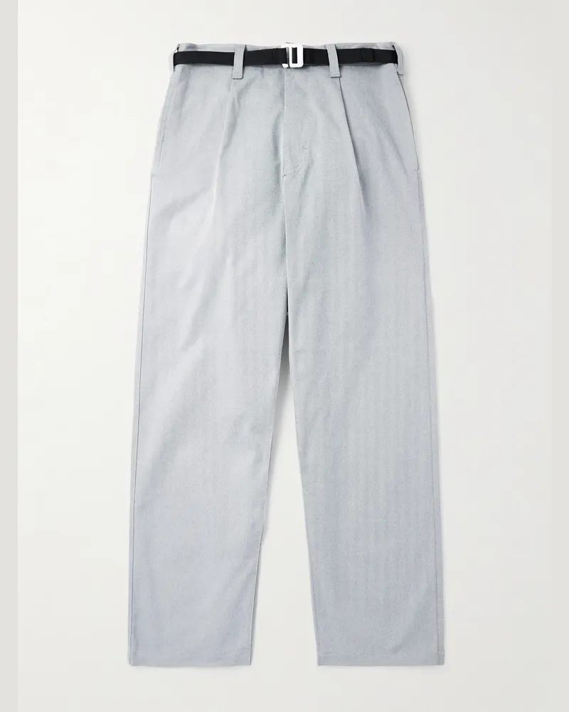 Stone Island Marina weit geschnittene Hose aus Gabardine aus einer Baumwollmischung mit Falten und Gürtel Grau