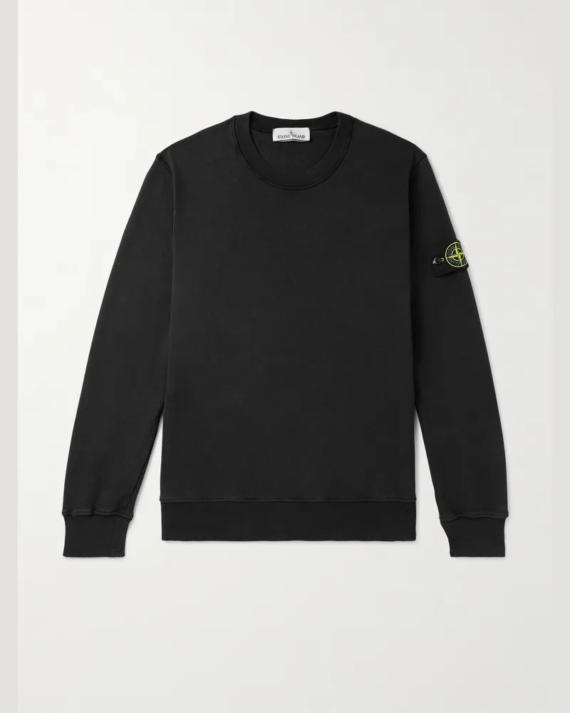 Stone Island Sweatshirt aus Baumwoll-Jersey mit Logodetail in Stückfärbung Schwarz
