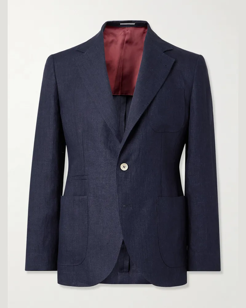 Brunello Cucinelli Sakko aus Leinen Blau