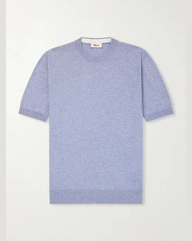 Altea Maglia Cotton and Cashmere-Blend T-Shirt Blue