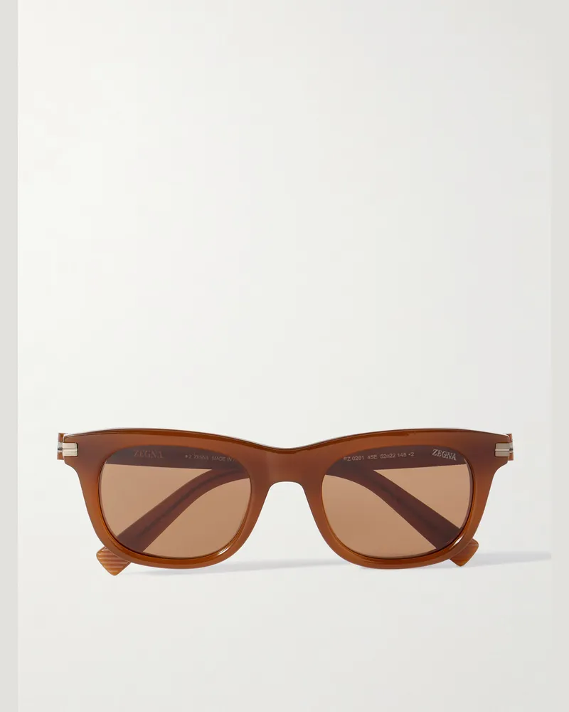 Ermenegildo Zegna Sonnenbrille mit D-Rahmen aus Azetat Braun