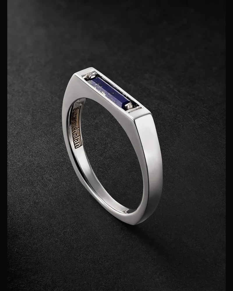 Suzanne Kalan Ring aus 18 Karat Weißgold mit Lapislazuli und Diamanten Blau