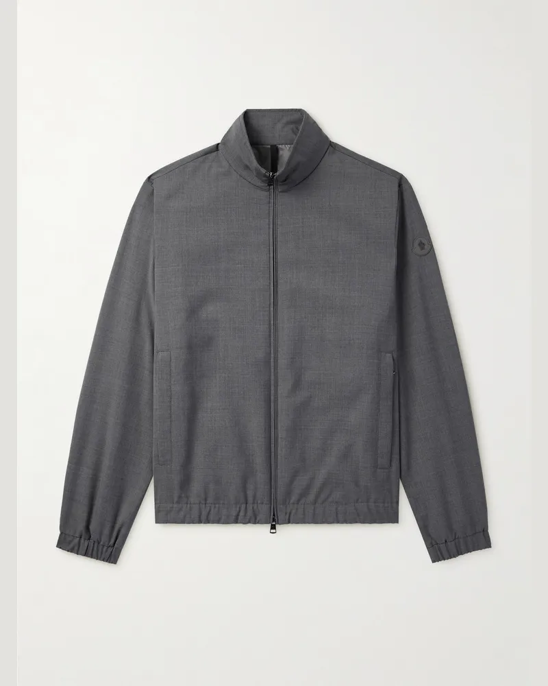 Moncler Malavat Jacke aus Wolle mit Logoapplikation Grau