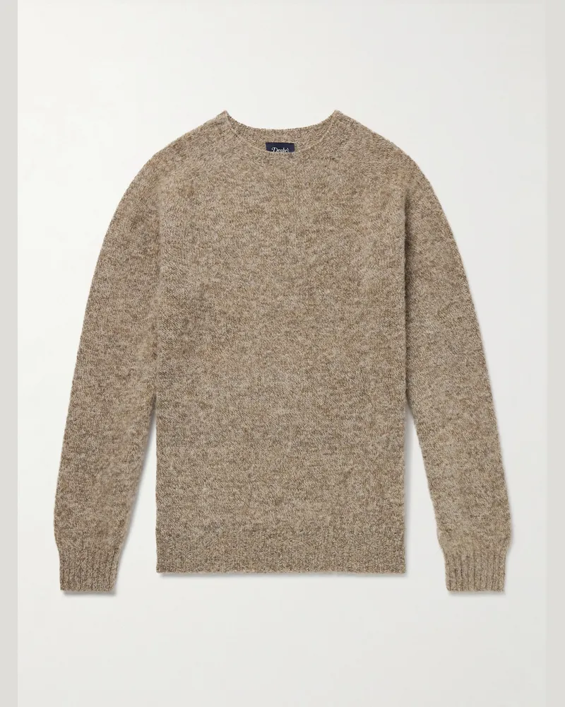 Drake's Pullover aus gebürsteter Shetland-Wolle Grau