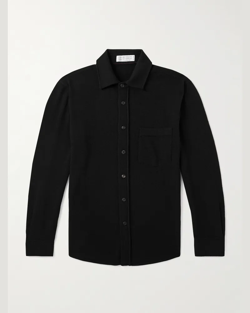 Brunello Cucinelli Wool, Cashmere and Silk-Blend Shirt Black