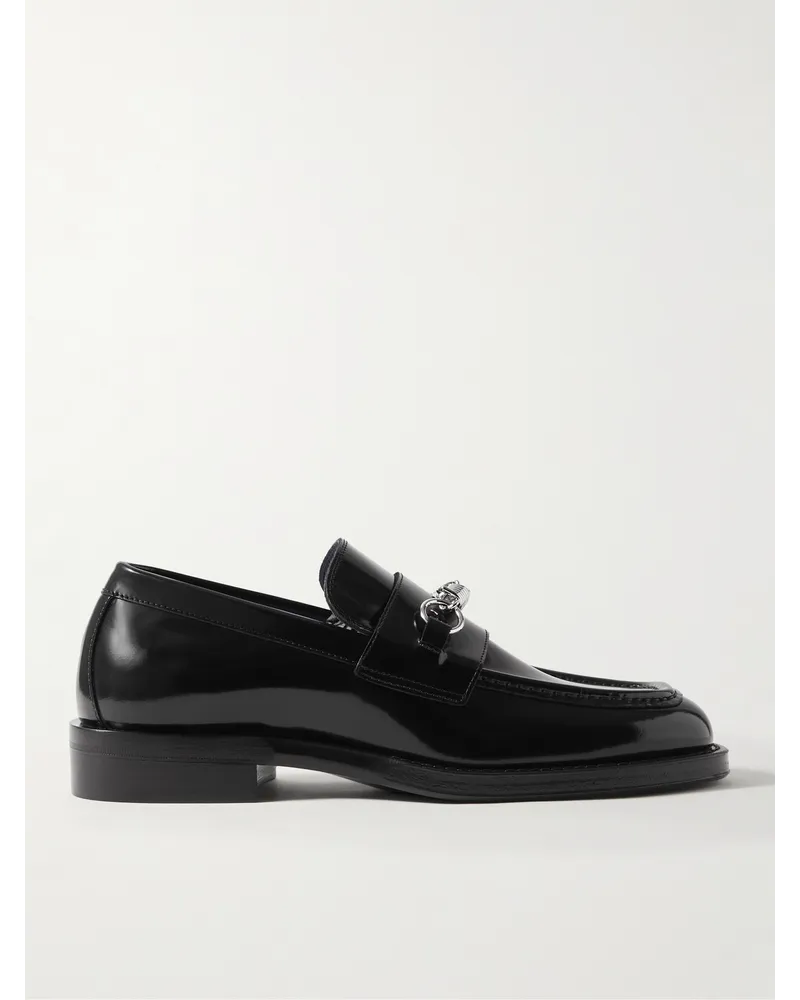 Burberry Loafers aus Glanzleder mit Verzierung Schwarz